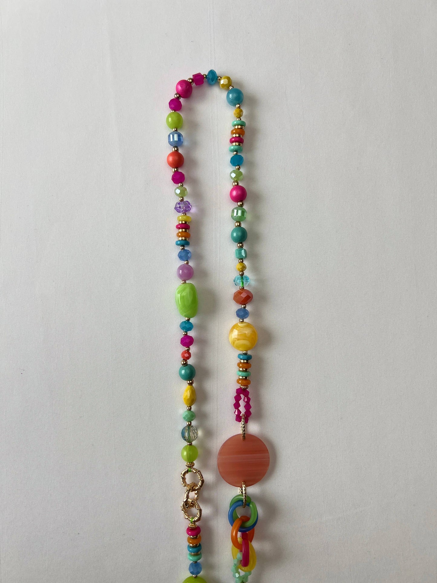 Collier Sautoir à Perles Multicolore Pampilles Et Crâne