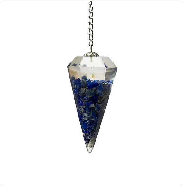 Orgonite Pendule Lapis Lazuli pointe à facette