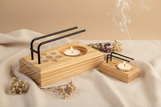 Porte-encens en bois 7 chakras 11 x 6 cm