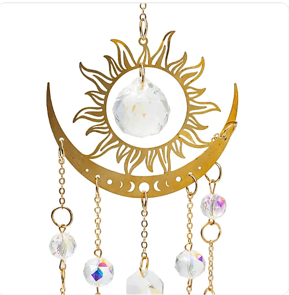 Attrape-soleil soleil et demi-lune avec verre cristal