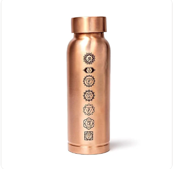 Bouteille en cuivre 7 chakras gravée au laser