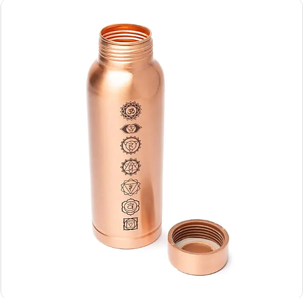 Bouteille en cuivre 7 chakras gravée au laser