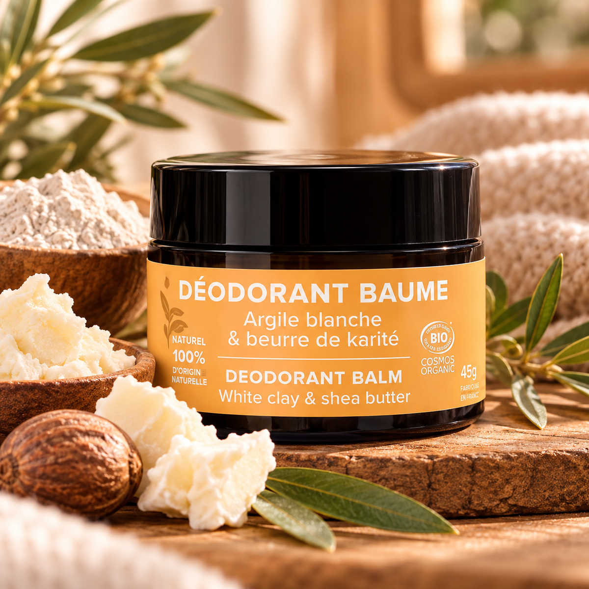 Déodorant Baume Bio – Argile Blanche & Beurre de Karité